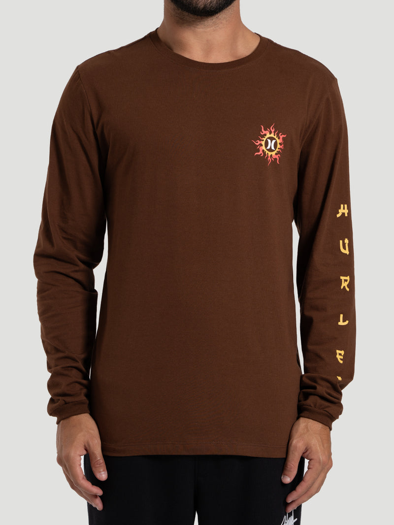Camiseta Manga Longa Marrom Hurley Dragon