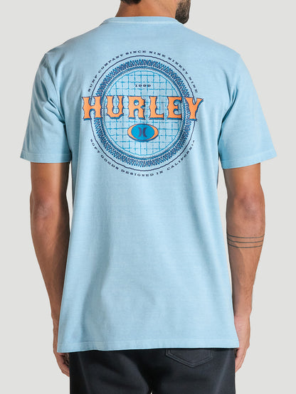 Camiseta Azul Manga Curta Estampa Surf Hurley Retro Waves