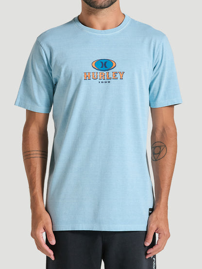 Camiseta Azul Manga Curta Estampa Surf Hurley Retro Waves