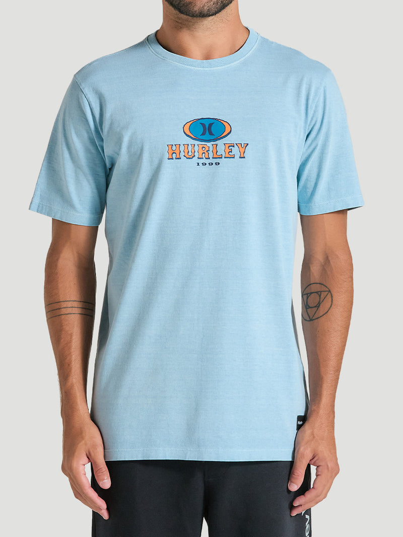 Camiseta Azul Manga Curta Estampa Surf Hurley Retro Waves