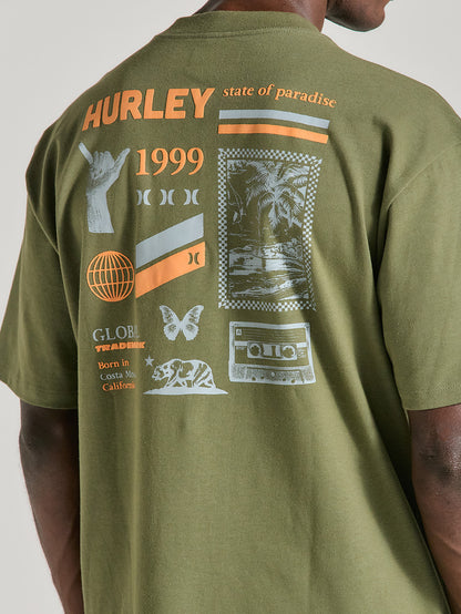 Camiseta Oversized Verde Militar Manga Curta Streetwear Hurley State