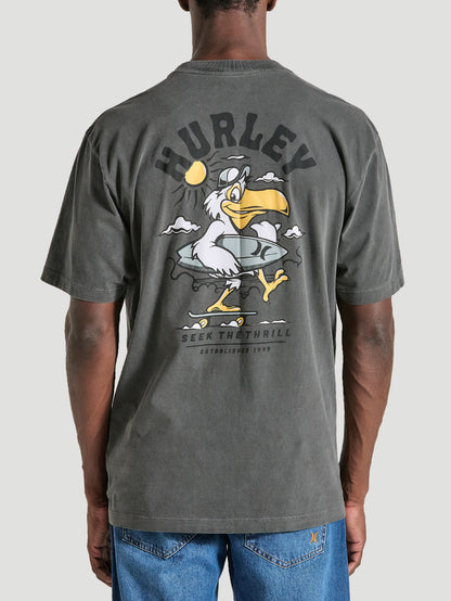 Camiseta Oversized com Estampa Preta Manga Curta Hurley Seek