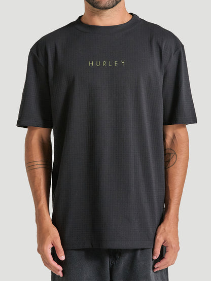 Camiseta Oversized Manga Curta Preta Hurley Waffle