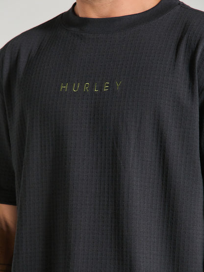 Camiseta Oversized Manga Curta Preta Hurley Waffle