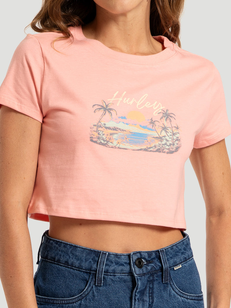 Blusa Manga Curta Rosa Hurley Palmer Island