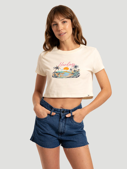 Blusa Manga Curta Off White Hurley Palmer Island