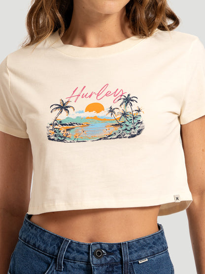 Blusa Manga Curta Off White Hurley Palmer Island