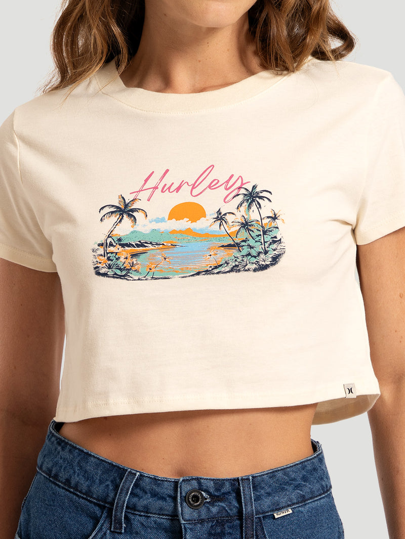 Blusa Manga Curta Off White Hurley Palmer Island