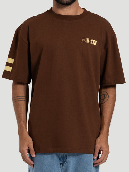 Camiseta Especial Hurley Block Party Max Fit Marrom