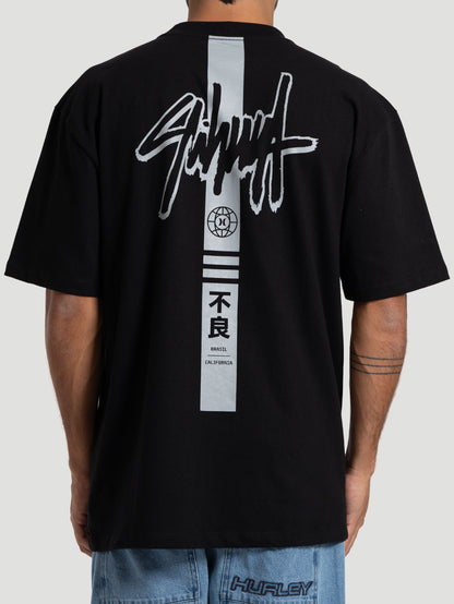Camiseta Max Fit Hurley x Shibuya Signature Stripe Preta