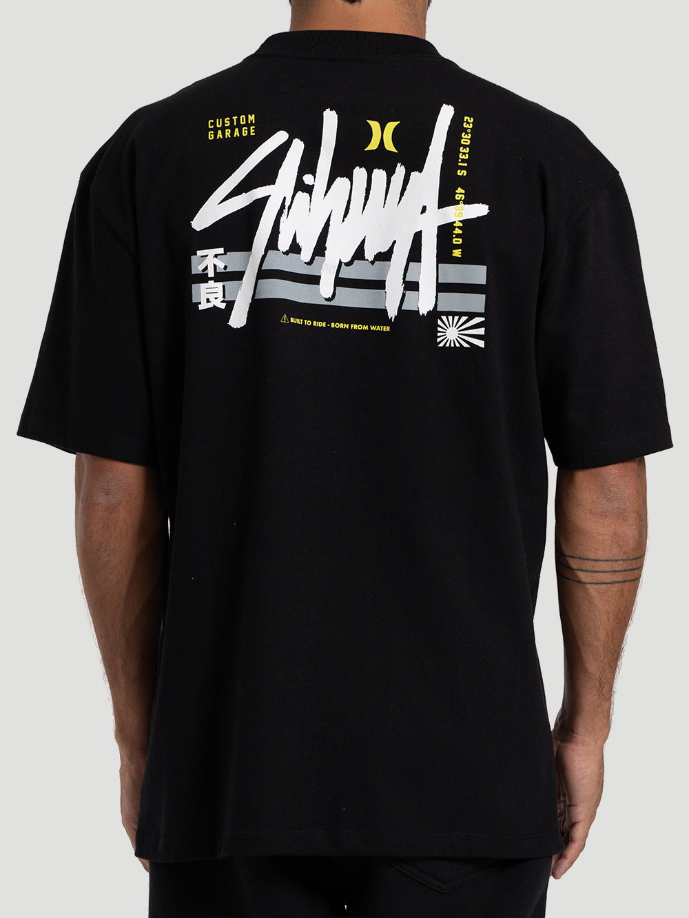 Camiseta Max Fit Hurley x Shibuya Signature Block Party Preta