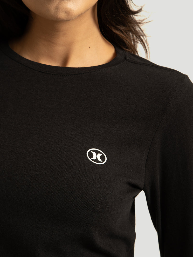 Blusa Manga Longa Hurley Cropped Icon Preto