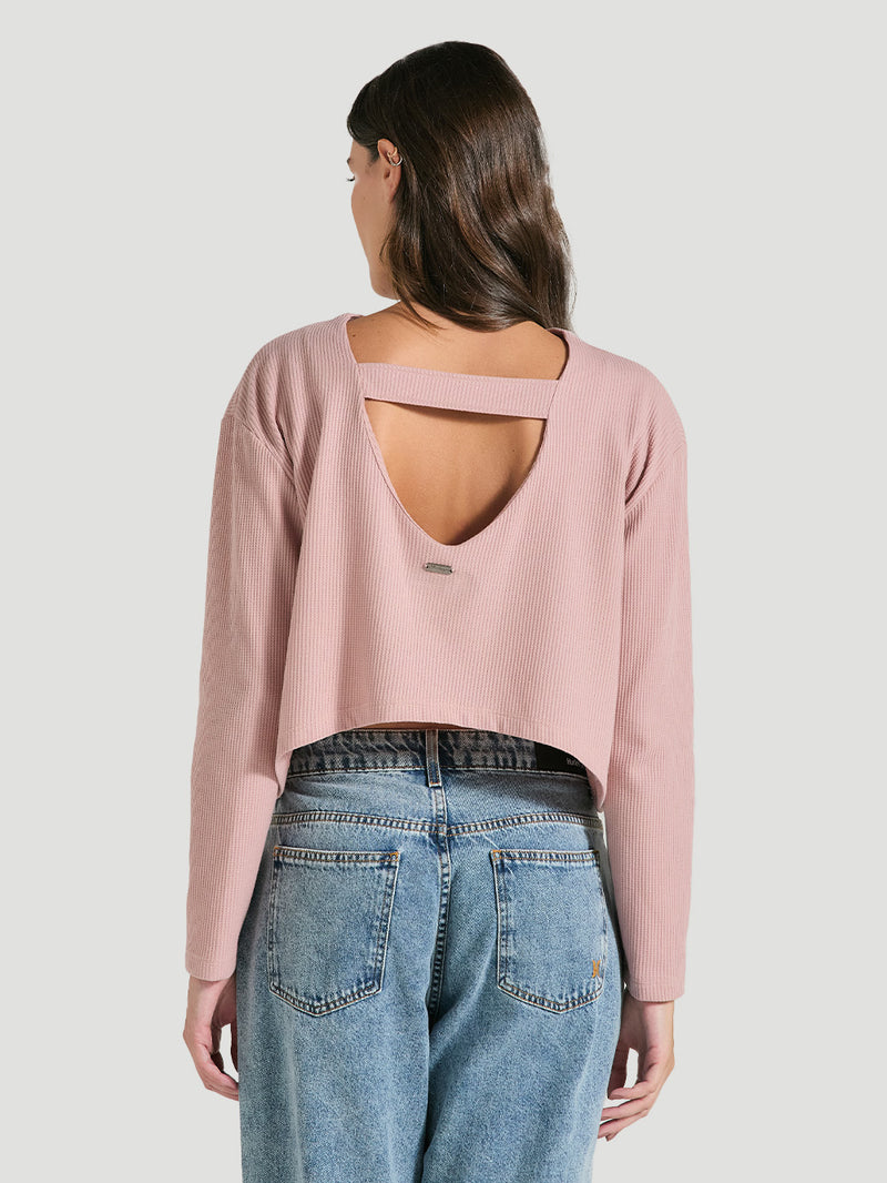 Blusa Cropped Rosa Manga Longa Hurley Perla