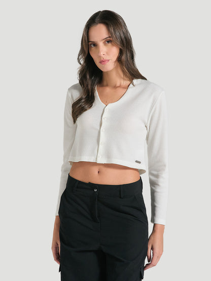 Blusa Cropped de Algodão Manga Longa Off White Hurley Aurora