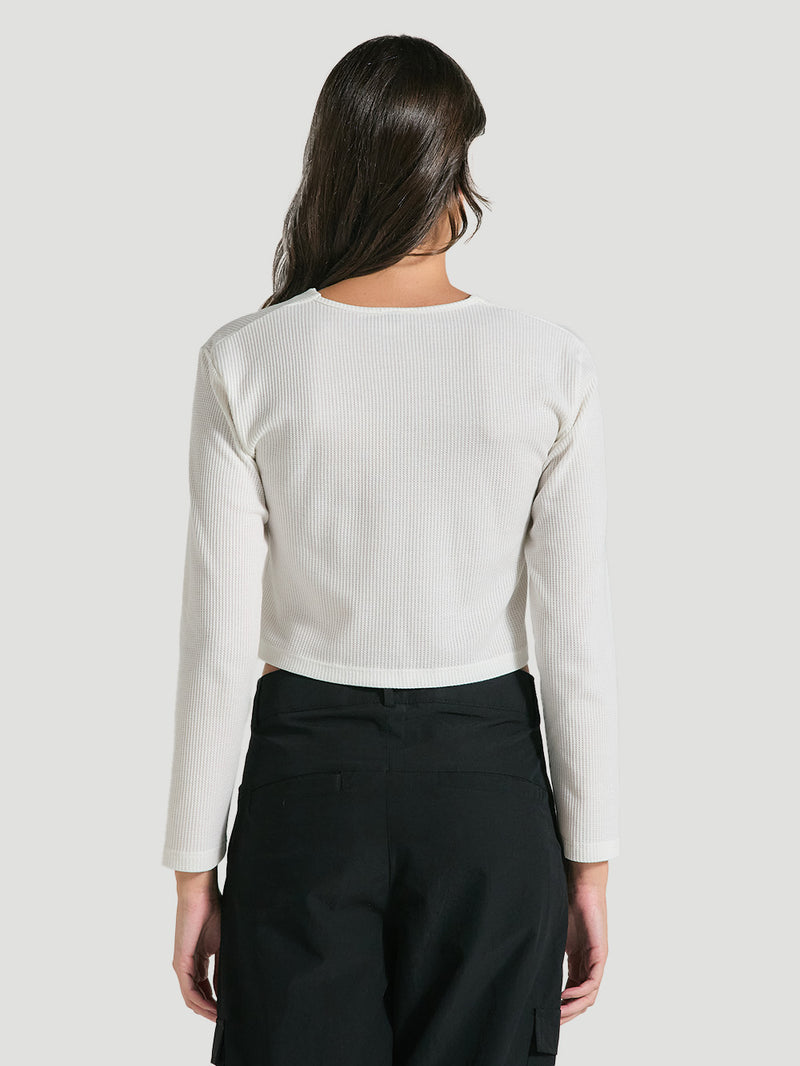 Blusa Cropped de Algodão Manga Longa Off White Hurley Aurora