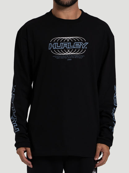 Camiseta  Manga Longa Hurley Nine Nine Preta Maxfit