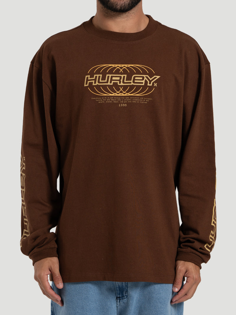 Camiseta Manga Longa Hurley Nine Nine Marrom Maxfit