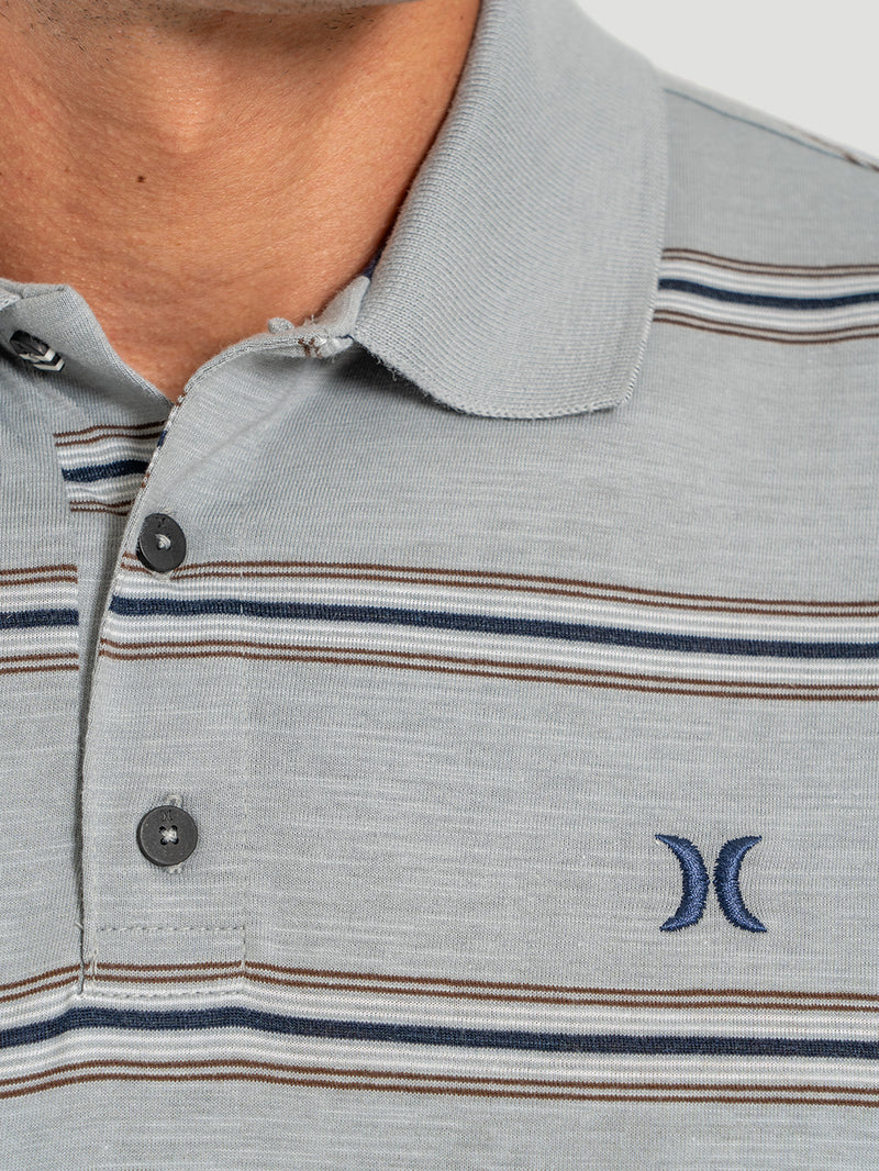 Camiseta Polo Hurley Sunset Listrada Cinza