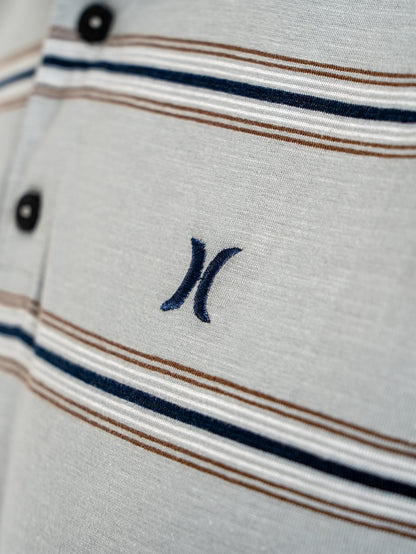 Camiseta Polo Hurley Sunset Listrada Cinza