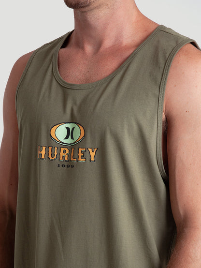 Regata Verde Militar Com Estampa Hurley Retro Waves