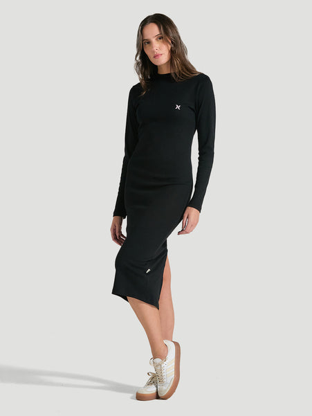 Vestido De Manga Longa Preto Hurley Usually