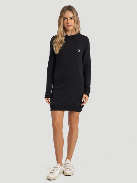 Vestido Hurley Icon Manga Longa Preto