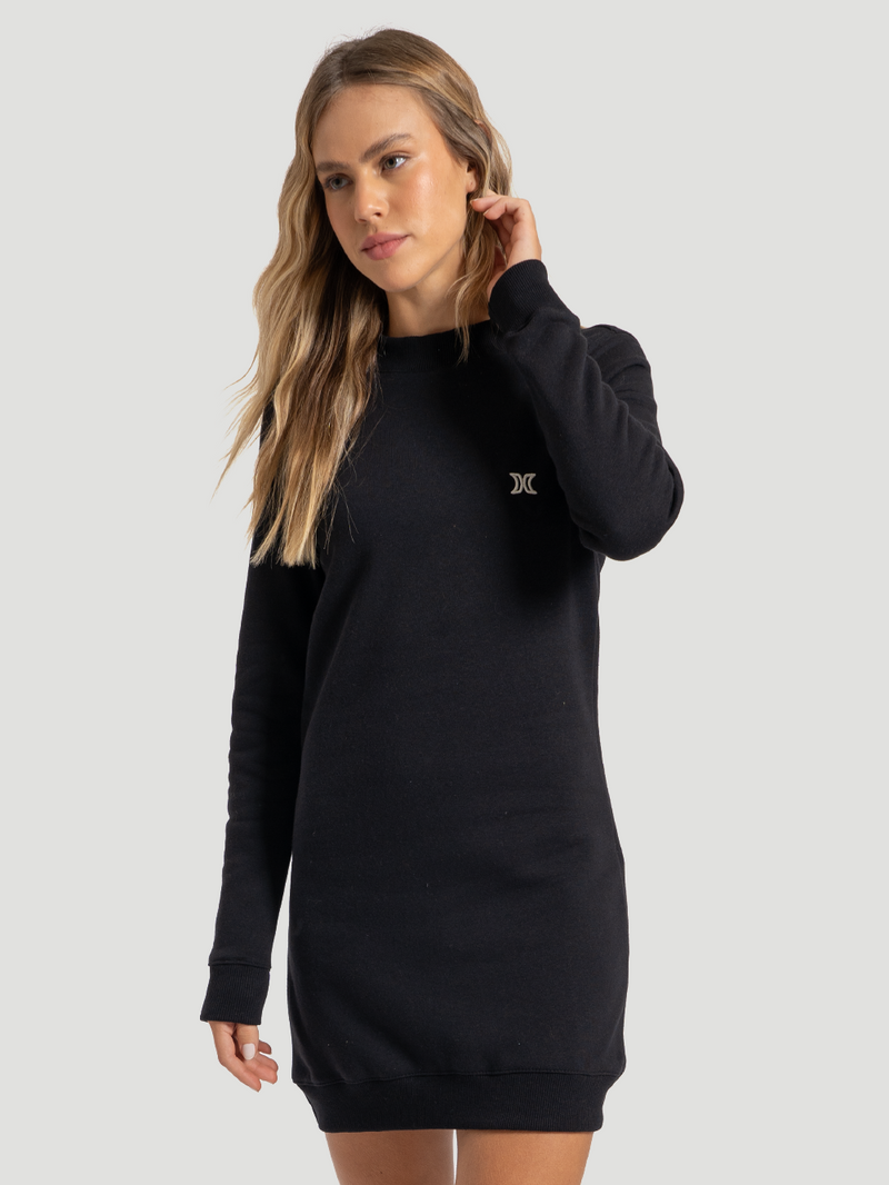 Vestido Hurley Icon Manga Longa Preto