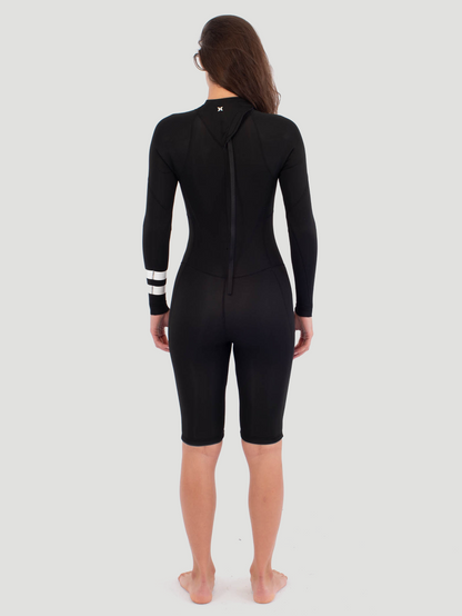 Short John Hurley Feminino AIR 2/2mm Mid Shorty Springsuit LS Preto