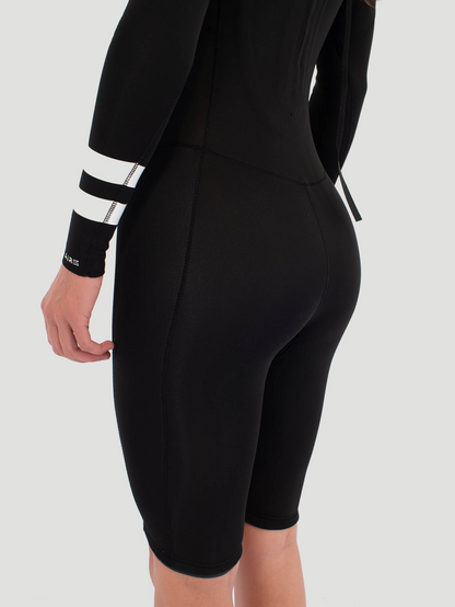 Short John Hurley Feminino AIR 2/2mm Mid Shorty Springsuit LS Preto