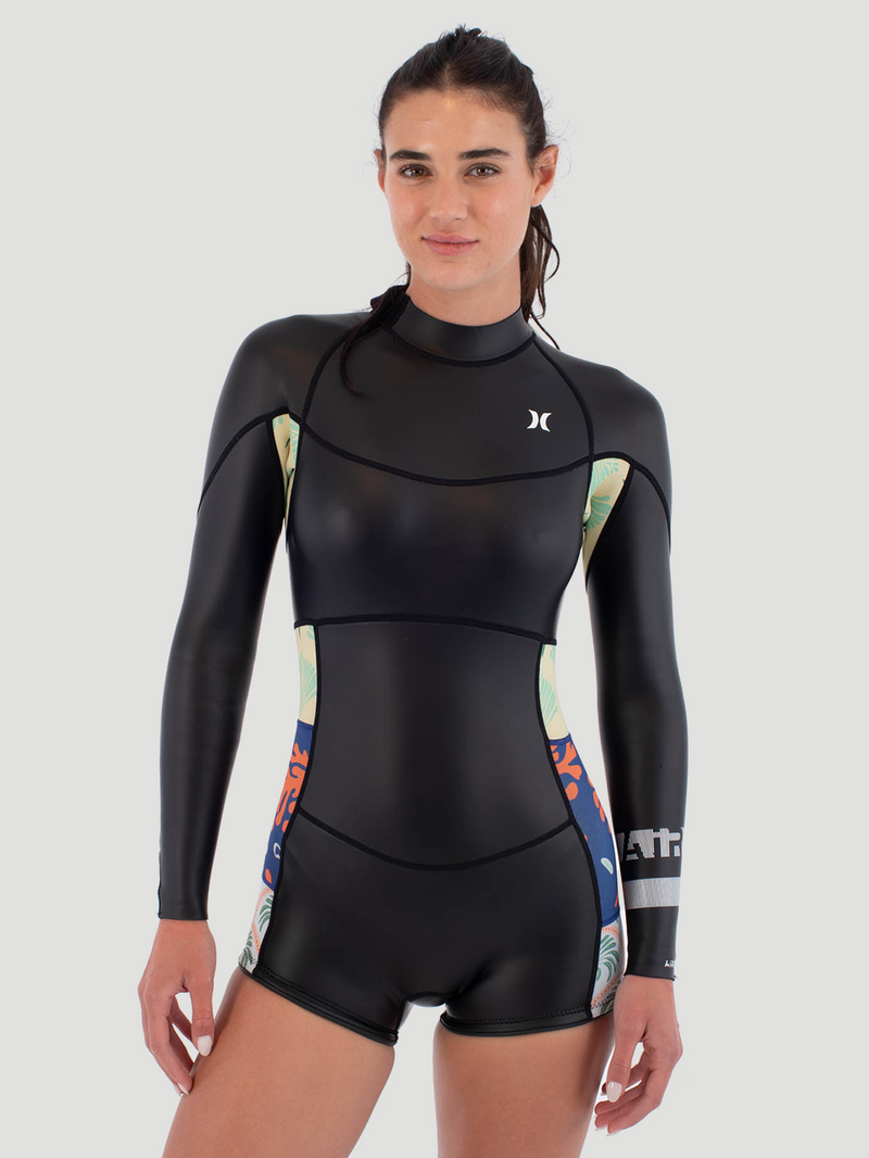 Short John Hurley Feminino AIR 2/2mm Shorty Springsuit Skin Preto