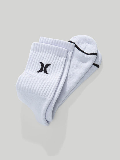 Kit 2 Meias Brancas Cano Alto Hurley Solid Icon