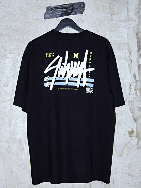 Camiseta Max Fit Hurley x Shibuya Signature Block Party Preta