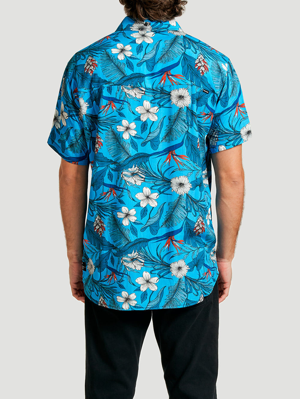 Camisa Manga Curta Hurley Flower Azul