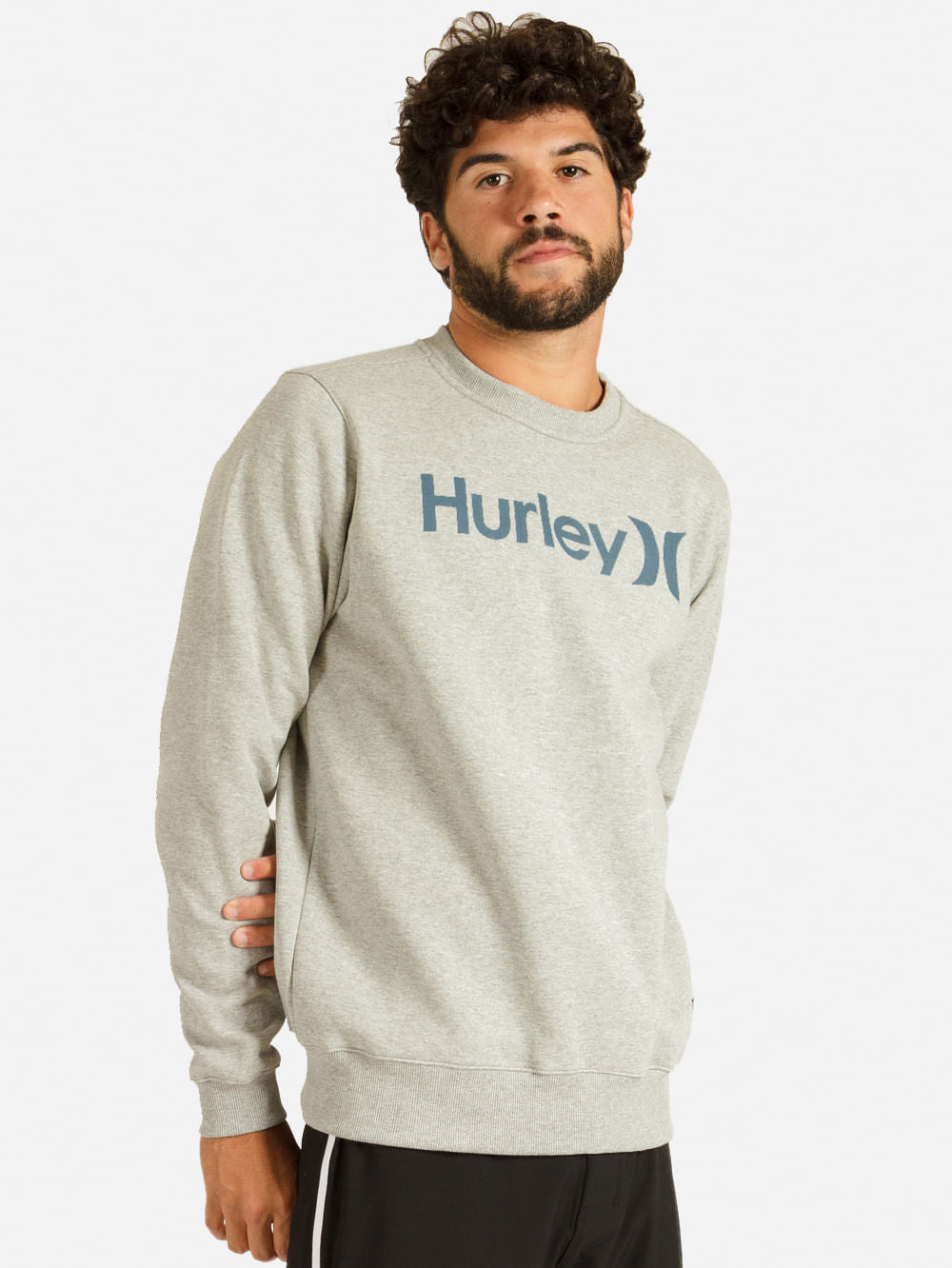 Camiseta Manga Longa Hurley Mini Icon Mescla Cinza