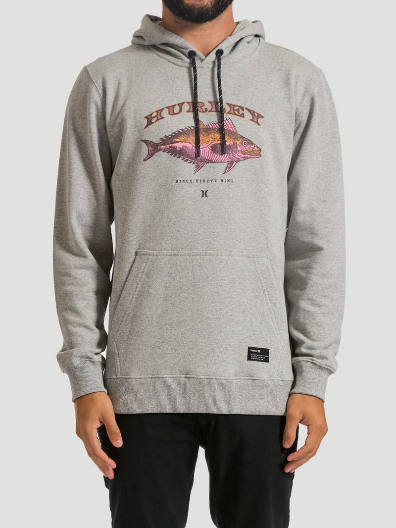 Moletom Canguru Hurley Fish Mescla Cinza
