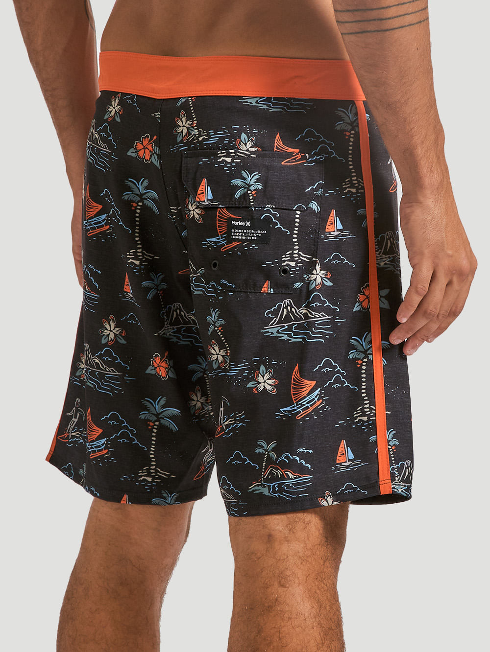 Boardshort Hurley Aloha 18" Preto