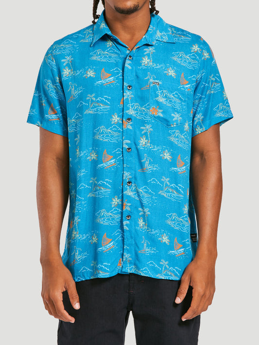 Camisa Manga Curta Hurley Aloha Azul