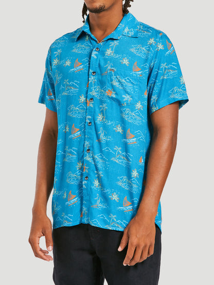 Camisa Manga Curta Hurley Aloha Azul