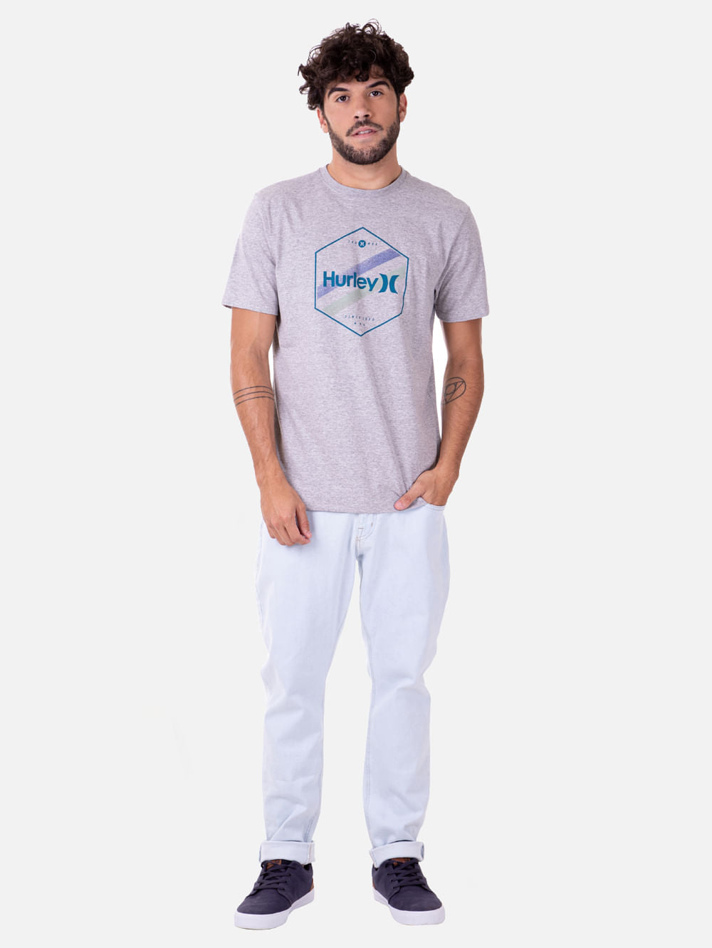 Camiseta Hurley Hexa Two Mescla Cinza