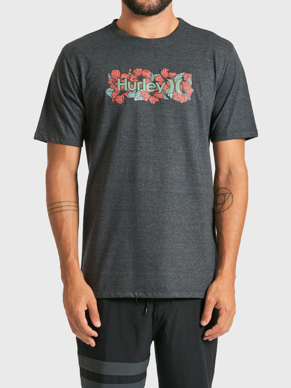 Camiseta Hurley O&O Rose Mescla Preto