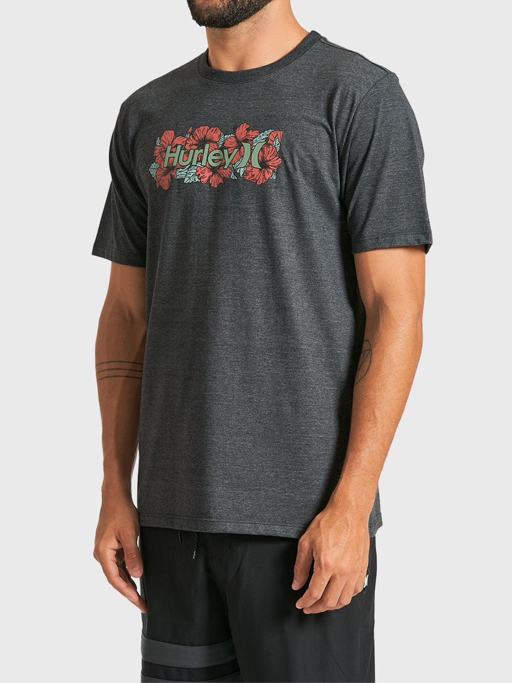 Camiseta Hurley O&O Rose Mescla Preto