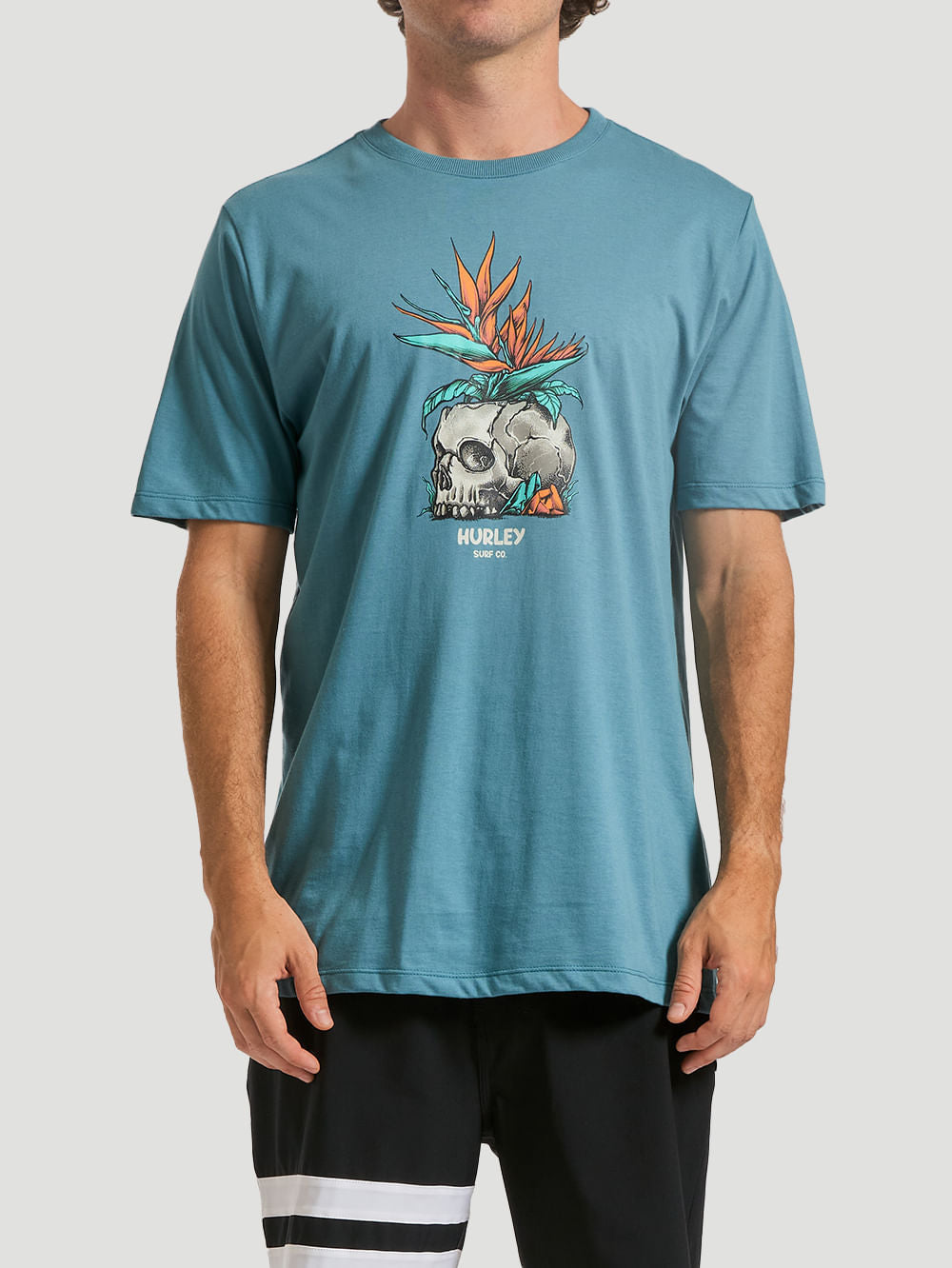 Camiseta Hurley Skull Flower Azul