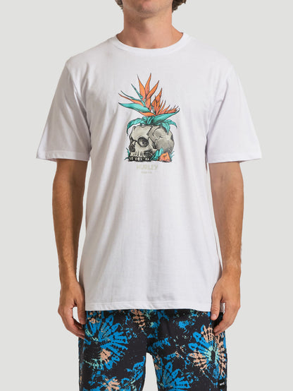 Camiseta Hurley Skull Flower Branca