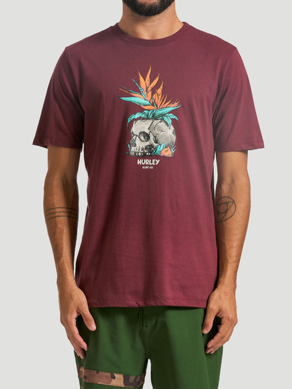 Camiseta Hurley Skull Flower Vinho