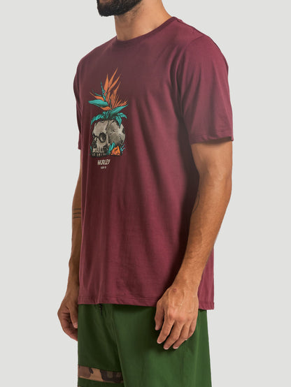 Camiseta Hurley Skull Flower Vinho