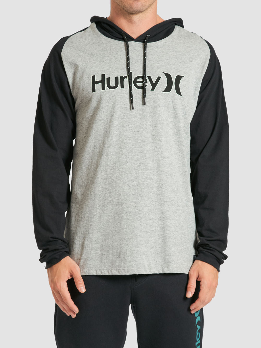 Camiseta Manga Longa Especial Hurley One&Only Mescla Cinza/Preto