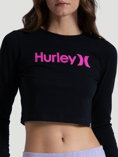 Cropped Manga Longa Hurley Colors Preto