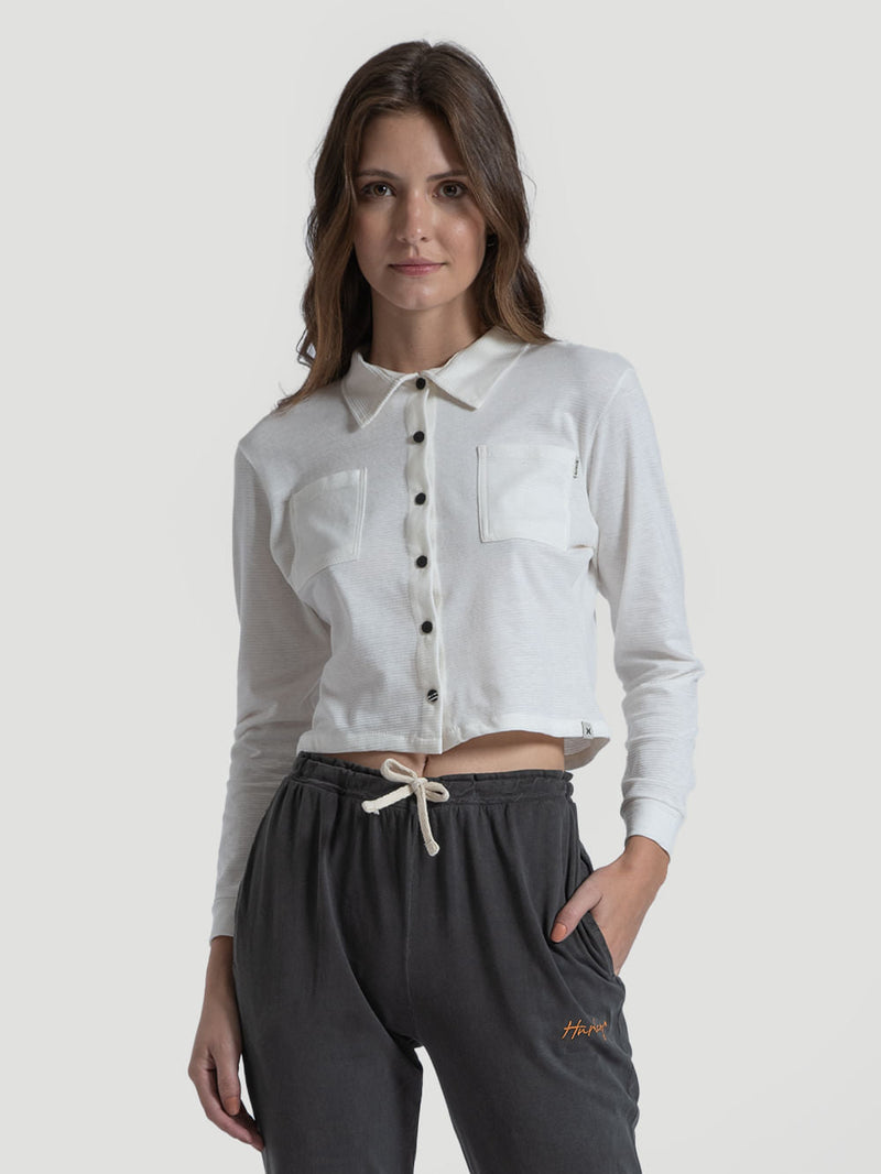 Blusa Manga Longa Hurley Casual Off White