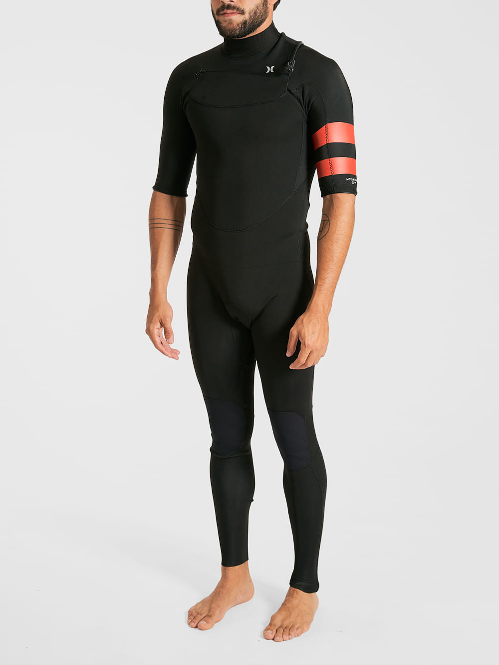 Long John Hurley Advantage 2/2 Manga Curta Fullsuit Preto/Vermelho