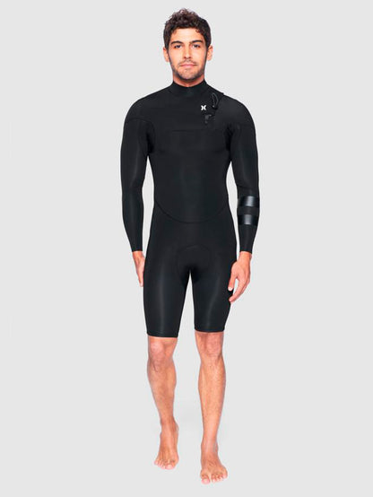 Short John Hurley Advantage Plus 2/2 MM Manga Longa Springsuit Preto